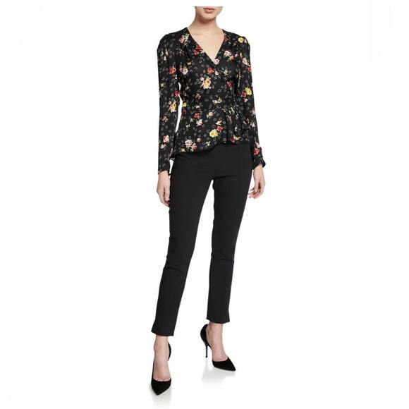 Veronica Beard | 100% Silk Kiona Blouse Black Floral Women’s Size Medium - Picture 3 of 13